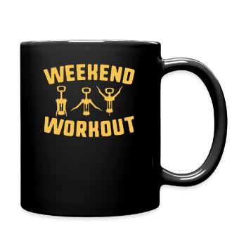Wochenendtraining Korkenzieher Übungen lustiger Wein - Tasse einfarbig - Schwarz - Rechts
