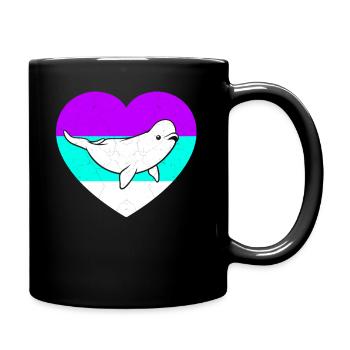 Beluga Wal Fisch Kostüm Retro Meer Leben - Tasse einfarbig - Schwarz - Rechts