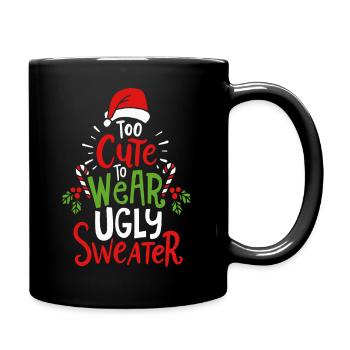 Hässlicher Weihnachtspullover - Tasse einfarbig - Schwarz - Rechts