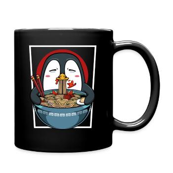 Niedlicher Kawaii Ramen Pinguin Geschenkidee - Tasse einfarbig - Schwarz - Rechts