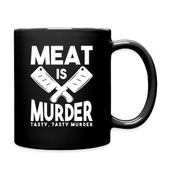 Humor Butcher Design Quote Meat is Murder - Full Colour Mug - black - Right