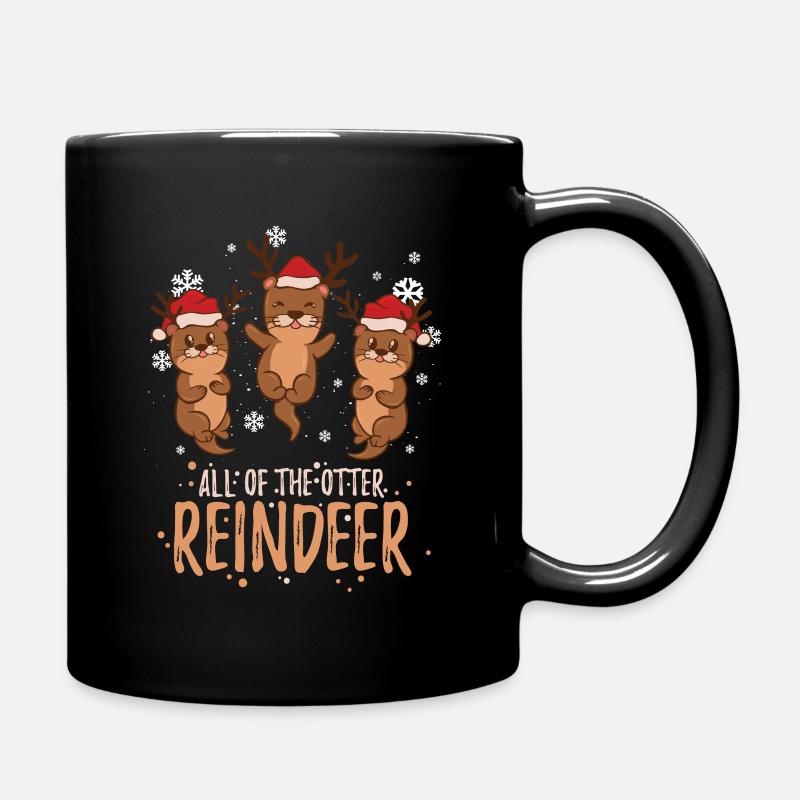 Niedliche Otter Rentiere Weihnachten - Tasse einfarbig - Schwarz