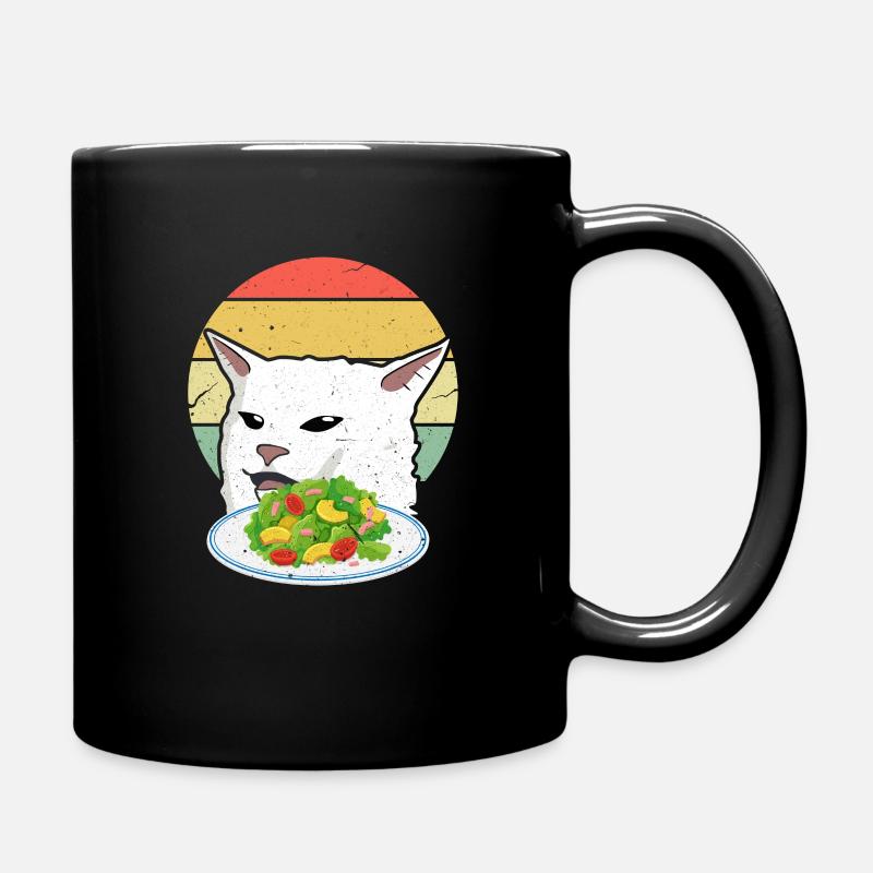 Baver le chat Meme Cat Woman Crier à un chat - Mug uni - noir
