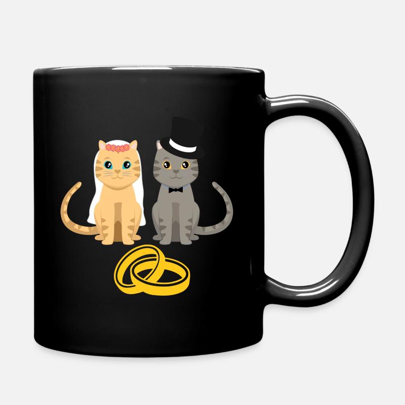 Mariage - chats mignons avec des anneaux - Mug uni - noir
