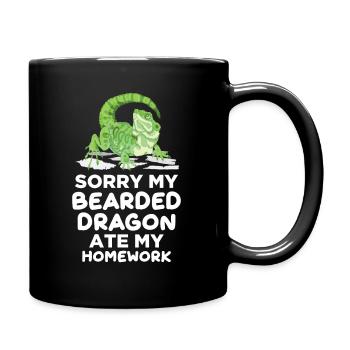 Dragon barbu mange reptiles devoirs. - Mug uni - noir - Droite