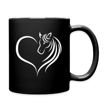 Pferde Liebe Herz - Tasse einfarbig - Schwarz - Rechts