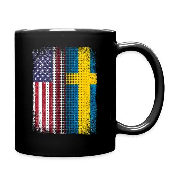 Flagge Schweden und USA Stolz Heimat - Tasse einfarbig - Schwarz - Rechts