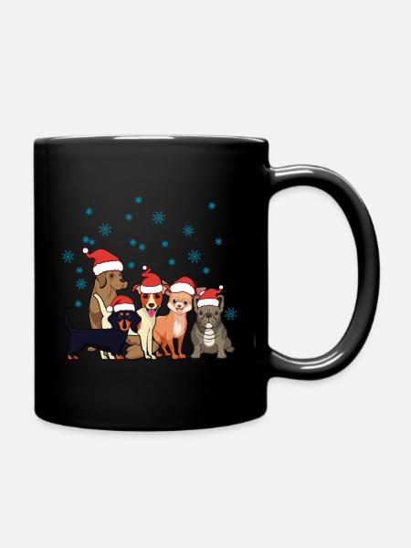 Christmas dogs puppy - Full Colour Mug - black