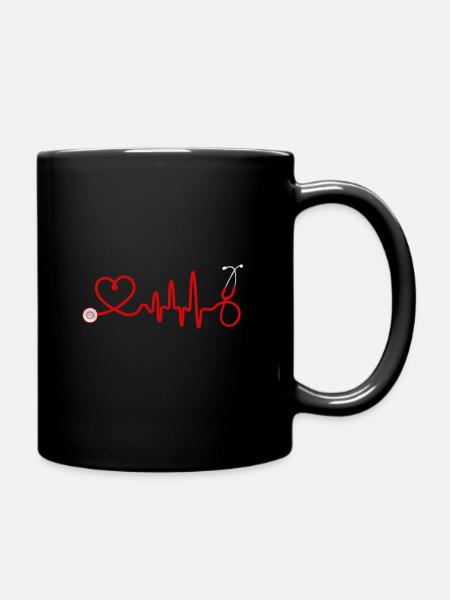 Stéthoscope, docteur en fréquence cardiaque - Mug uni - noir