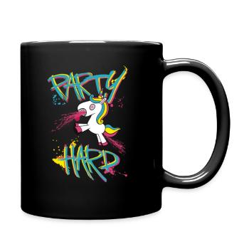 Party Hard Einhorn Unicorn - Tasse einfarbig - Schwarz - Rechts