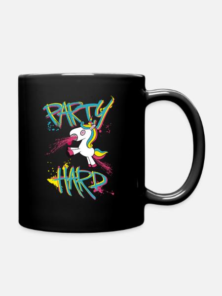 Party Hard Einhorn Unicorn - Tasse einfarbig - Schwarz