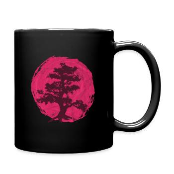 Bonsai Tree Baum Aufgehende Sonne Japan Geschenk - Tasse einfarbig - Schwarz - Rechts