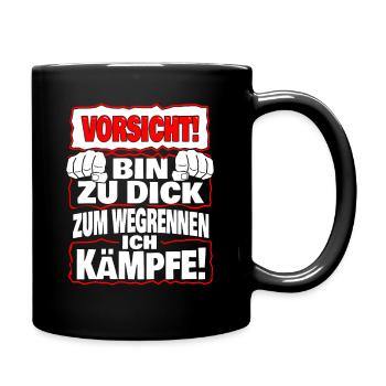 Caution I'm too fat to run away I'm fighting - Full Colour Mug - black - Right