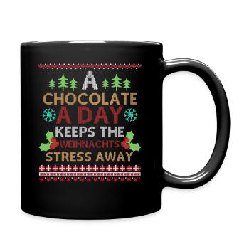 Weihnachten Schokolade Lustiger Spruch - Tasse einfarbig - Schwarz - Rechts