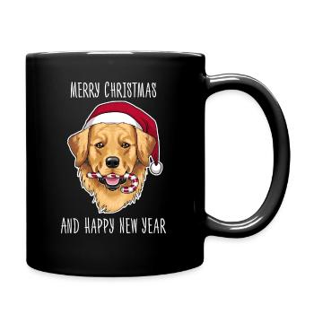 Joyeux Noël et bonne année, Golden Retrieve - Mug uni - noir - Droite
