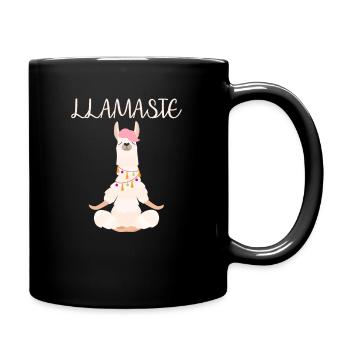 Lustiges Lama meditiert - Tasse einfarbig - Schwarz - Rechts
