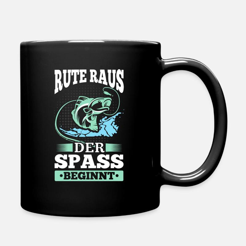 Rute Raus Der Spass Beginnt! Angler Geschenk - Tasse einfarbig - Schwarz