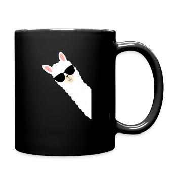 Cool alpaca with sunglasses - Full Colour Mug - black - Right