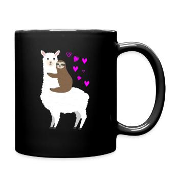 Alpaca Faultier Liebe - Tasse einfarbig - Schwarz - Rechts