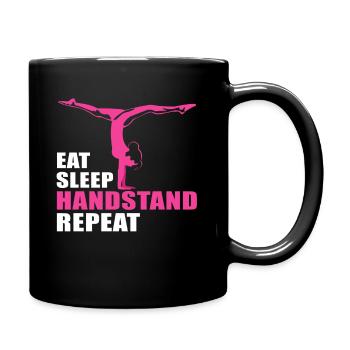 Eat Sleep Handstand Repeat Turnerinnen Geschenk - Tasse einfarbig - Schwarz - Rechts