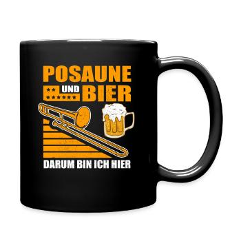 Posaune und Bier darum bin ich hier Posaunen - Tasse einfarbig - Schwarz - Rechts