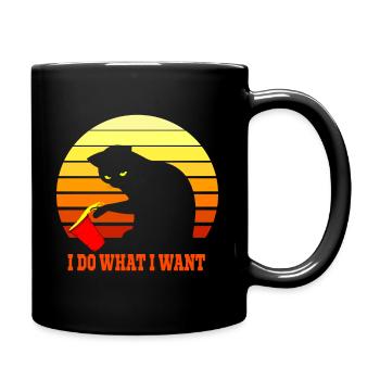 Katze lustiges I do what i want - Tasse einfarbig - Schwarz - Rechts