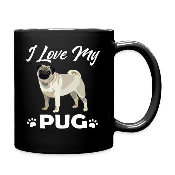 Carlin chien carlin vie j'aime mon carlin - Mug uni - noir - Droite