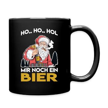 Weihnachtsspruch Ho Ho Hol mir mal ein Bier Santa - Tasse einfarbig - Schwarz - Rechts