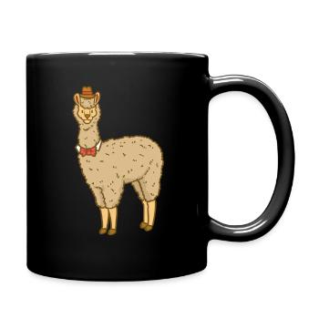 Sweet, llama, in formal, formal clothing - Full Colour Mug - black - Right