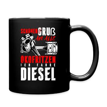 Dieselauto Dieselfan Diesel Anti Öko - Tasse einfarbig - Schwarz - Rechts