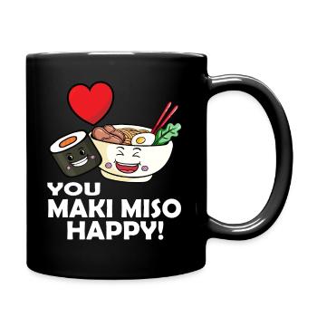 You maki miso happy sushi ramen Asian cuisine - Full Colour Mug - black - Right