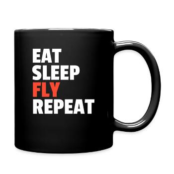 Eat Sleep Fly Repeat - Full Colour Mug - black - Right