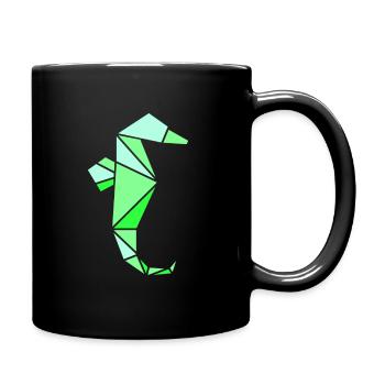 Origami Seepferd Seepferdchen - Tasse einfarbig - Schwarz - Rechts