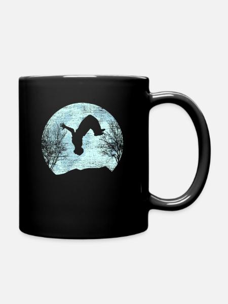 Parkour Freeruning Backflip Mond Aktrobatik - Tasse einfarbig - Schwarz