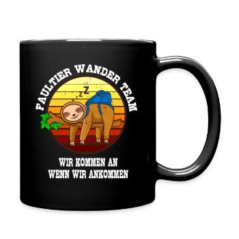 Faultier Wander Team Bergsteiger Wandern - Tasse einfarbig - Schwarz - Rechts