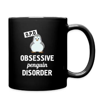 Besessene Pinguin-Störung Lustiges Pinguin-T-Shirt - Tasse einfarbig - Schwarz - Rechts