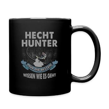 Angeln Angler Hecht Geschenk - Tasse einfarbig - Schwarz - Rechts