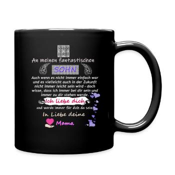 Fantastischer Sohn - Mama Spruch - Tasse einfarbig - Schwarz - Rechts