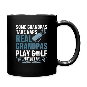 Golfer Opa Golf dann Nickerchen Schlafen - Tasse einfarbig - Schwarz - Rechts