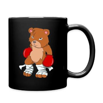 Boxende Bär - Tasse einfarbig - Schwarz - Rechts