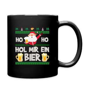 Weihnachten Weihnachtsmann Ho Ho Bier Winter Xmas - Tasse einfarbig - Schwarz - Rechts