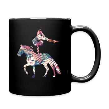 Lustiges Pferd Reitsport Reiter Voltigieren gaul - Tasse einfarbig - Schwarz - Rechts