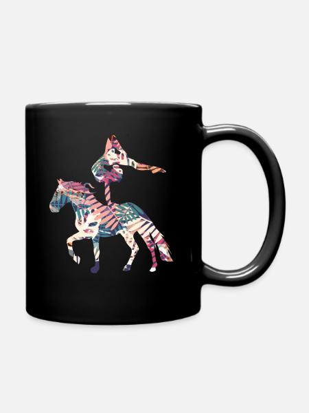 Lustiges Pferd Reitsport Reiter Voltigieren gaul - Tasse einfarbig - Schwarz