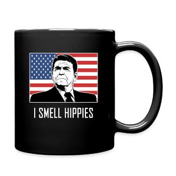 I Smell Hippies Shirt Ronald Reagan Political Paro - Full Colour Mug - black - Right