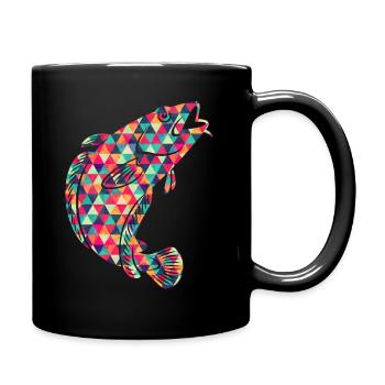Geometric Cod Fish Colorful - Full Colour Mug - black - Right