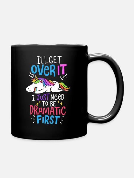 Unicorn Dramatic - Full Colour Mug - black