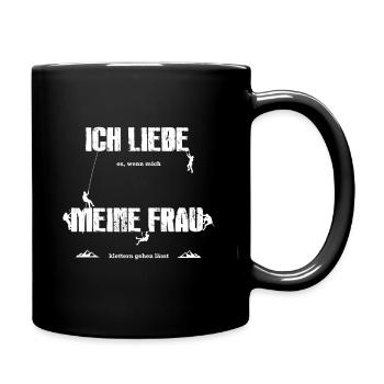 Ich liebe meine Frau - Klettern - Tasse einfarbig - Schwarz - Rechts