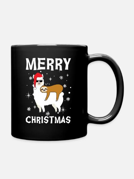 Lama & Sloth Xmas Lama & Sloth Noël - Mug uni - noir