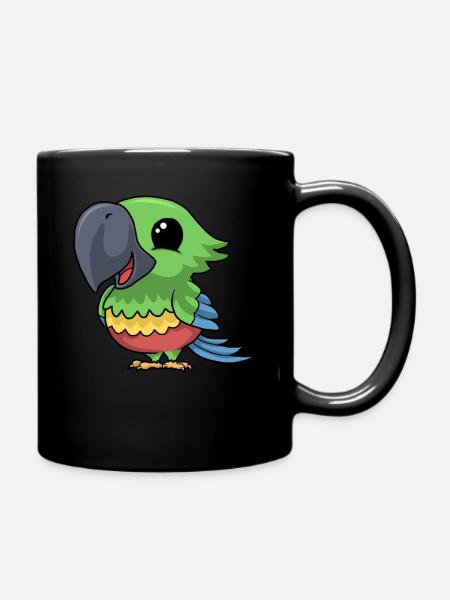 Frecher Comic Papagei - Tasse einfarbig - Schwarz