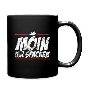 Moin Begrüßung Plattdeutsch Norddeutsch Möwe - Tasse einfarbig - Schwarz - Rechts